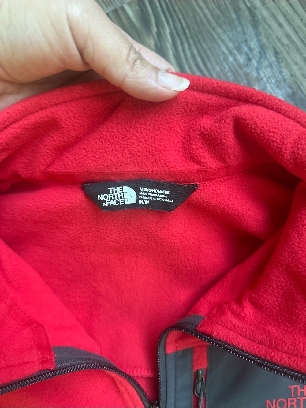 The North Face Red Fleece Quarter-Zip Pullover with Dark Trim - Picture 4 of 9